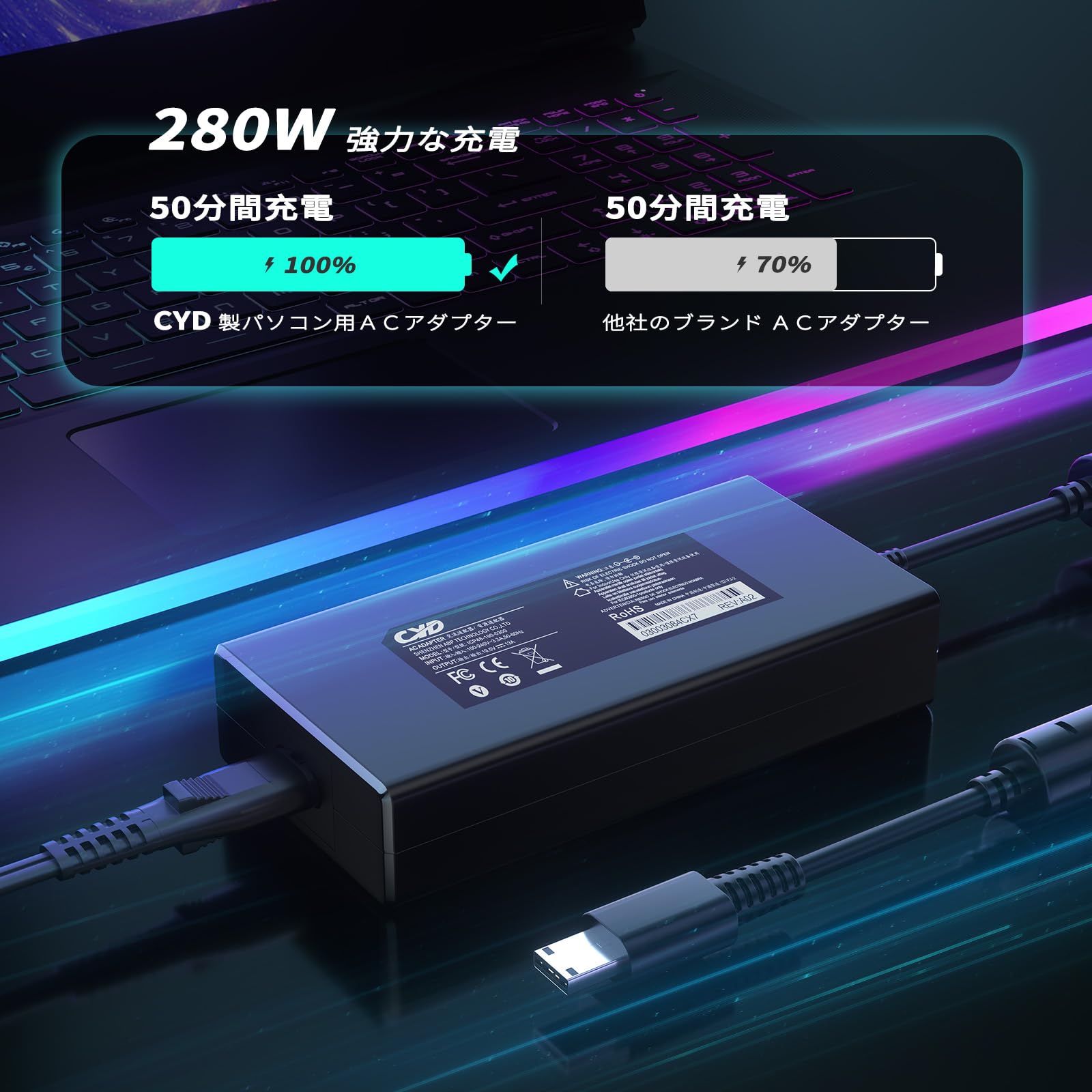 Amazon.co.jp: MSI対応で 280W 20V 14A 充電器, MSI用です 電源